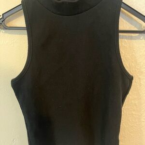 Black Ribbed Mock Tank Top